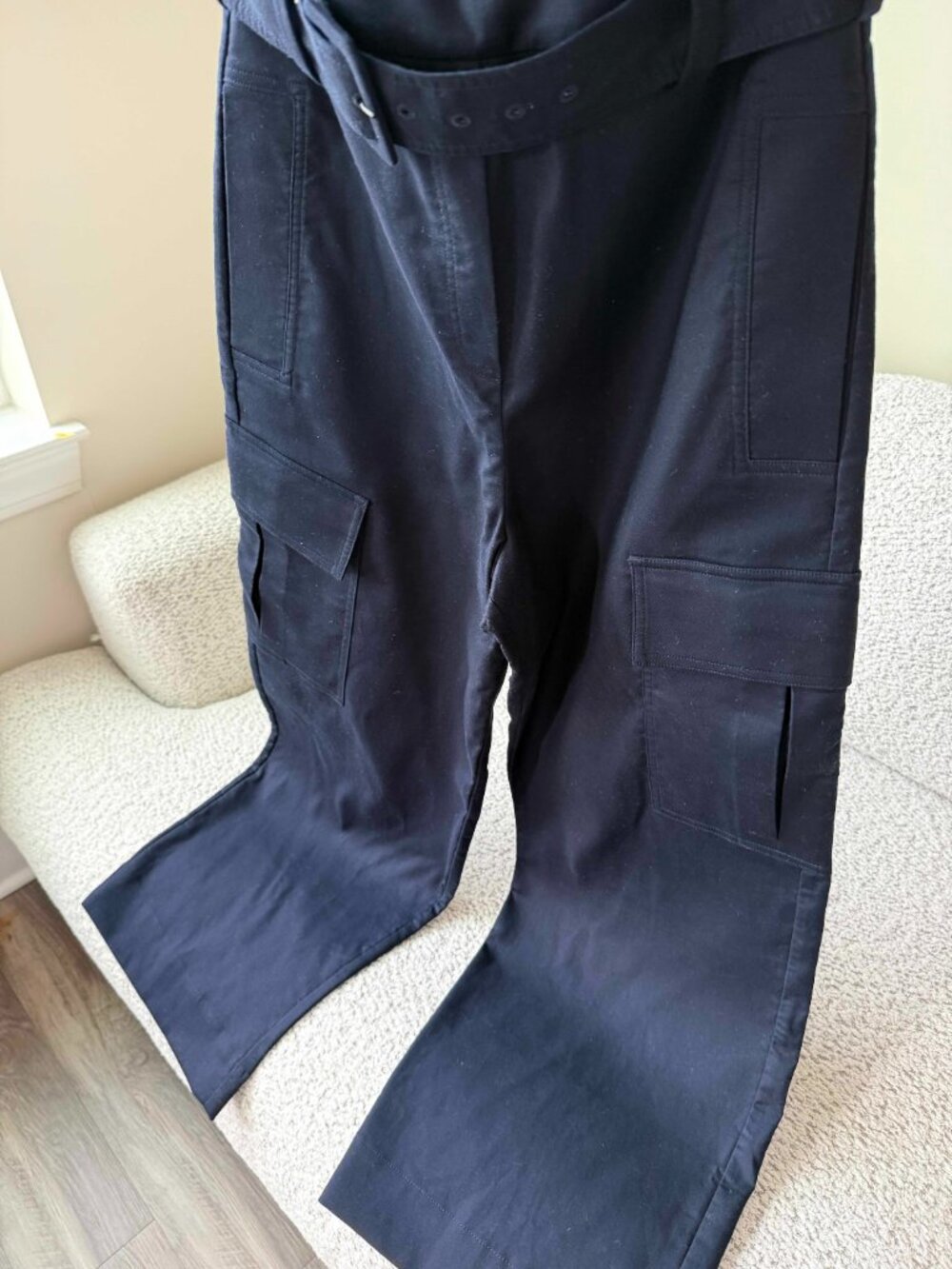 REISS Navy Lois Bandeau Belted Wide Leg Jumpsuit Size US 4 / UK 8 - Picture 15 of 16
